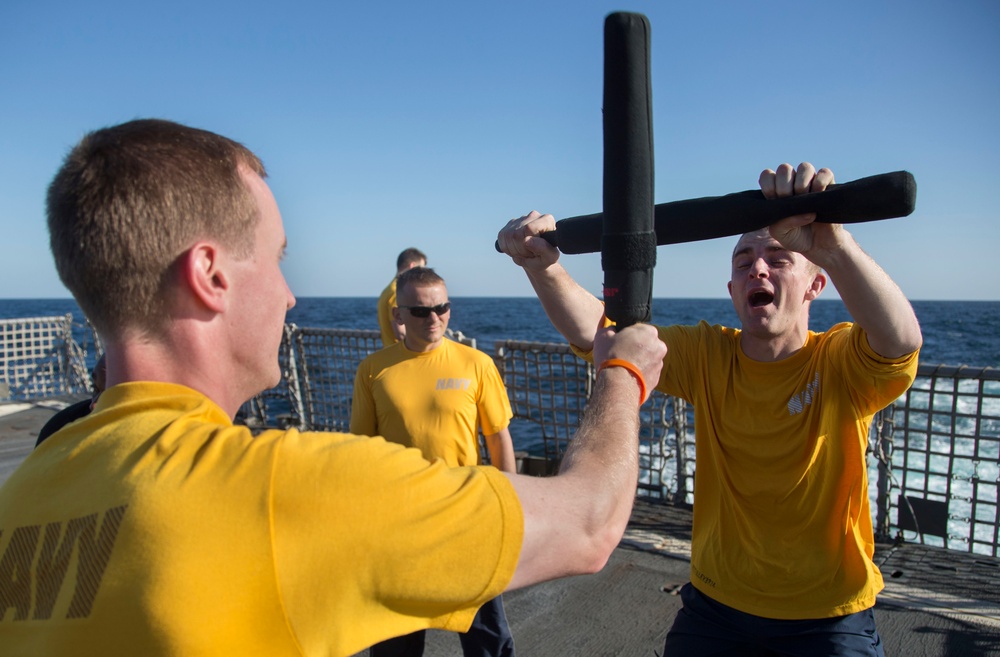 USS Mason sailors practice self-defense techniques