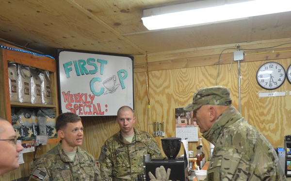 General Odierno chats with First Cup volunteers