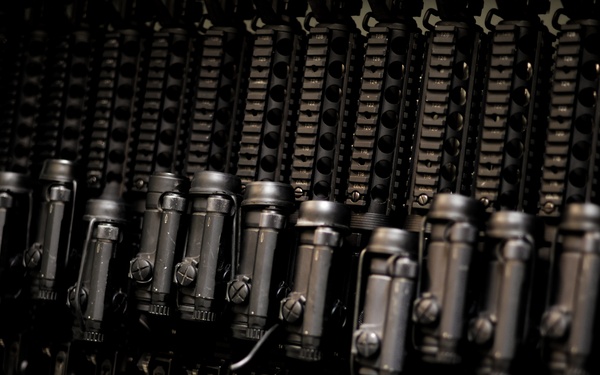 M4 carbines stored in armory