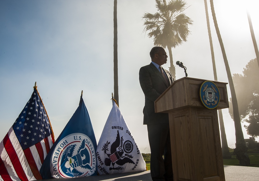 Homeland Security Secretary address Los Angeles-based Coast Guardsmen