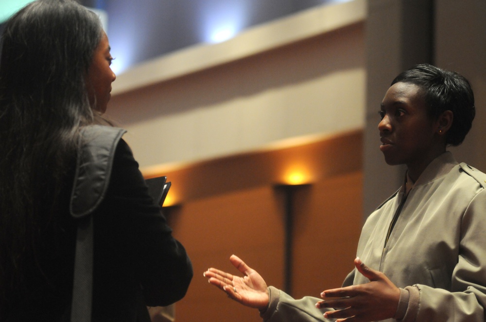 Marines answer questions at CIAA career expo