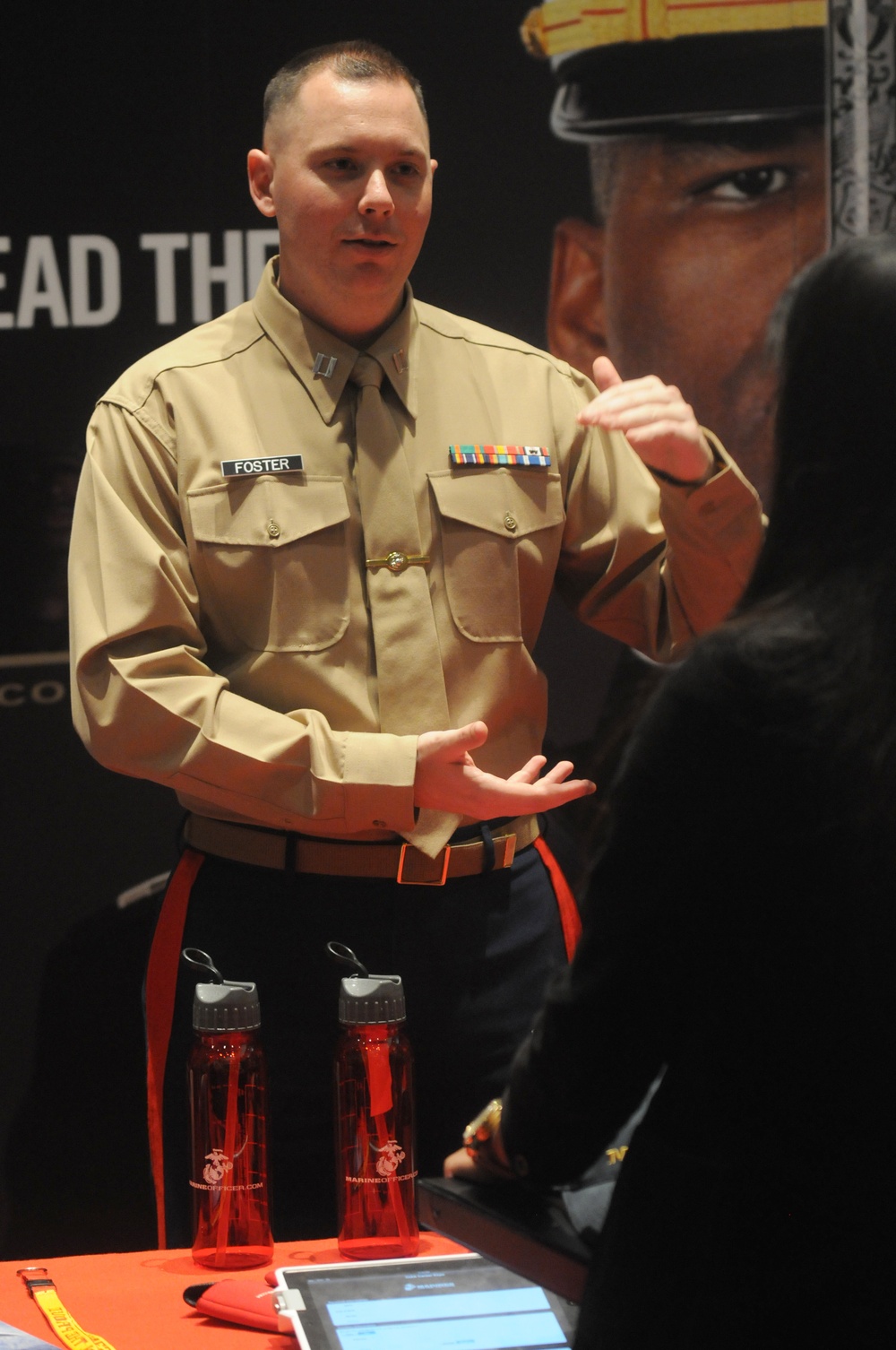 Marines answer questions at CIAA career expo