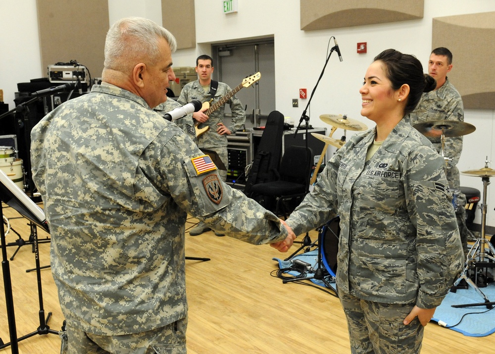 Joint Task Force Civil Support commander presents commander coins