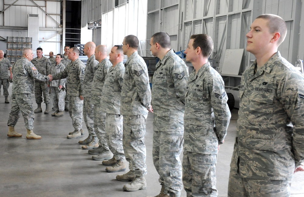 Joint Task Force Civil Support commander presents commander coins