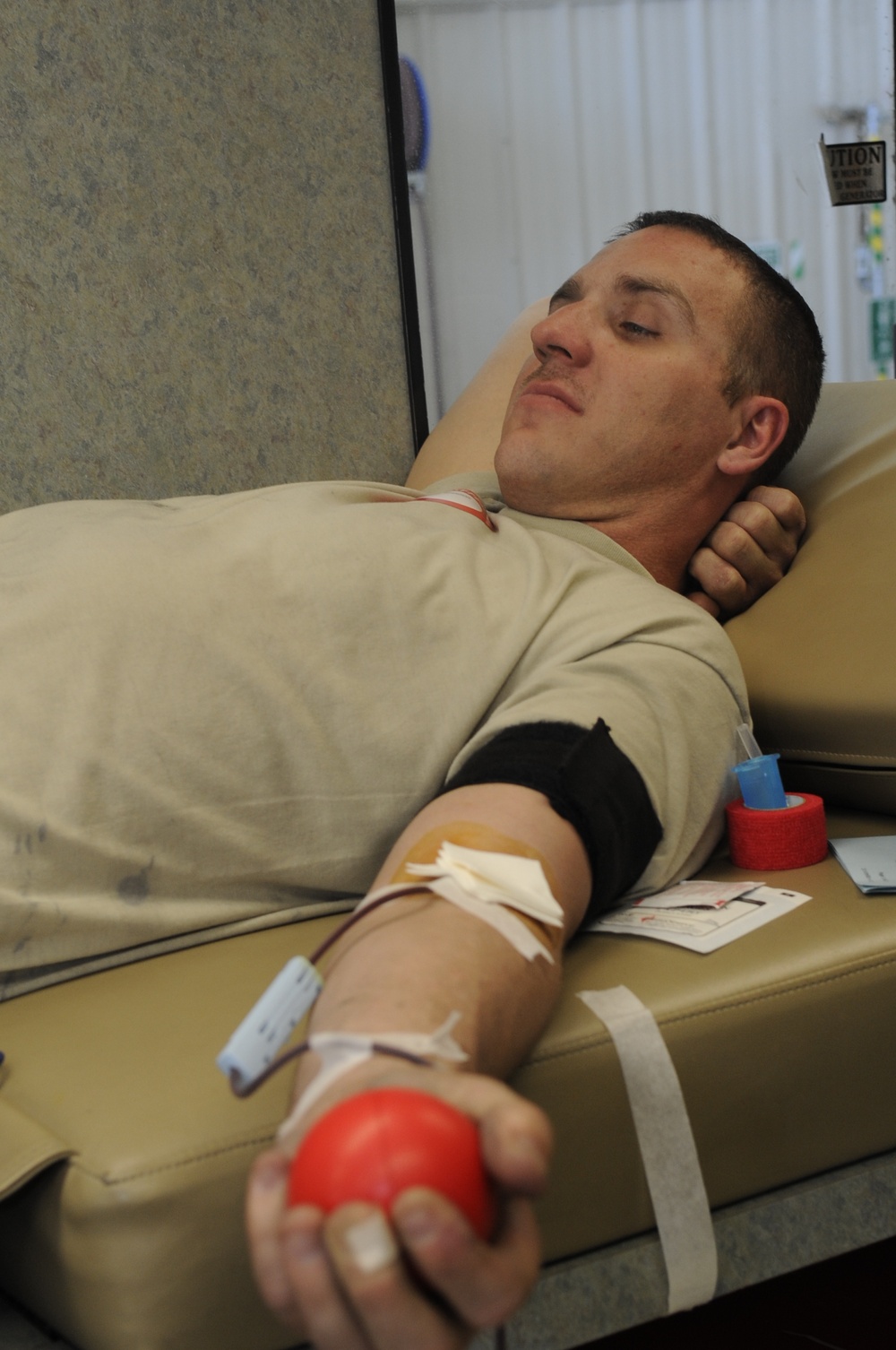 Giving blood on the flight line