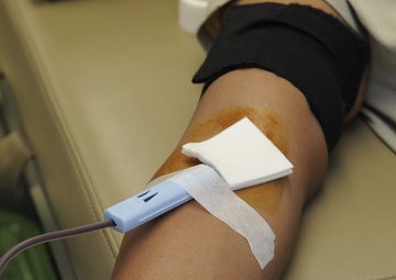 Giving blood on the flight line