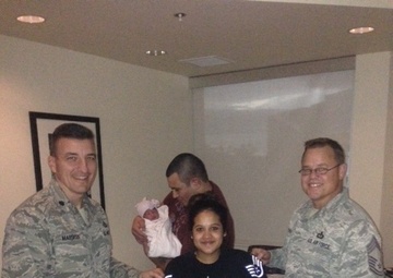 Airman pins on staff sergeant in hospital