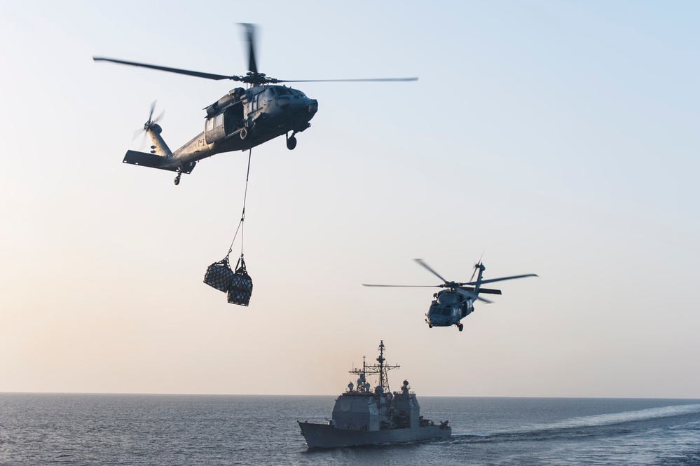 HSC-22 participates in replenishment with USS Harry S. Truman