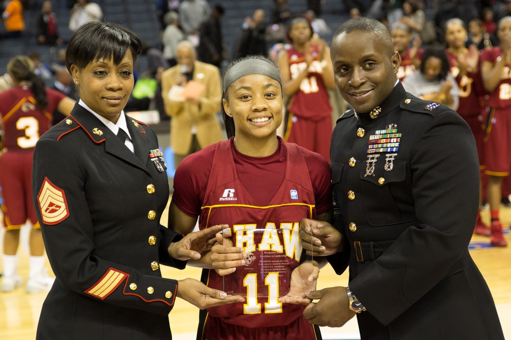 Shaw Univ. point guard earns Marine Corps Excellence in Leadership Award