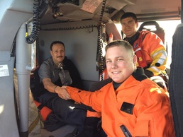 Flight mechanic's first medevac: rescues doctor from research vessel 190 miles off Galveston