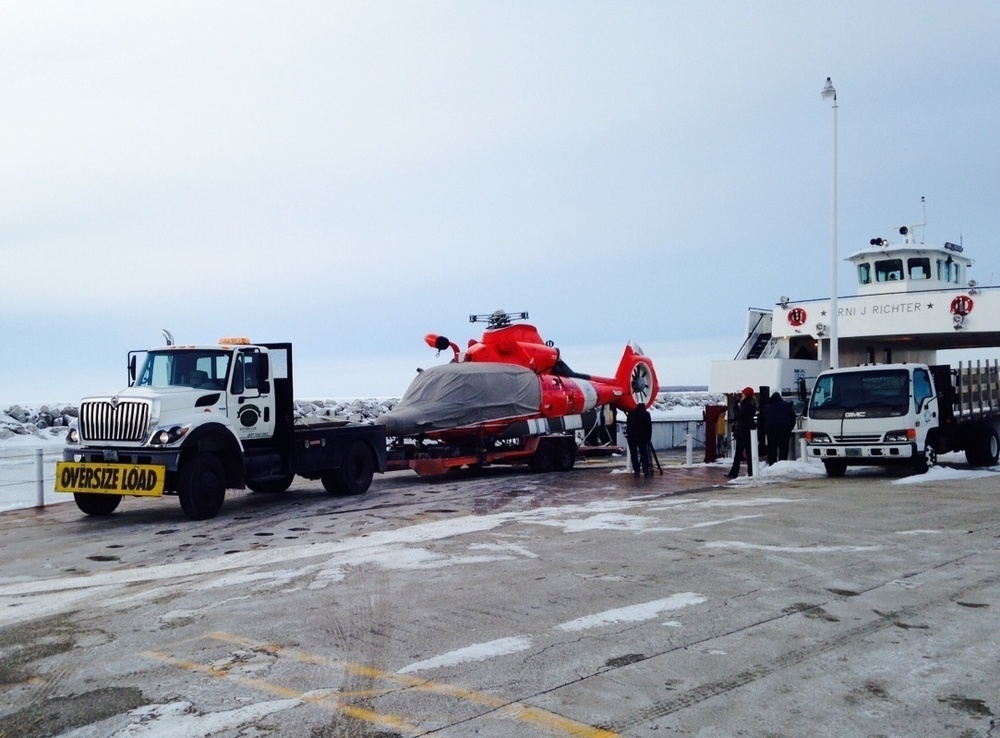 Coast Guard helicopter recovered following emergency landing Sunday on Washington Island