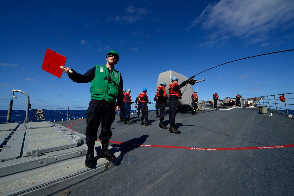 Philippine Sea is deployed as part of the George H.W. Bush Carrier Strike Group in support of maritime security operations, theater security cooperation efforts and missions in support of Operation Enduring Freedom in the U.S. 5th and 6th Fleet areas of r