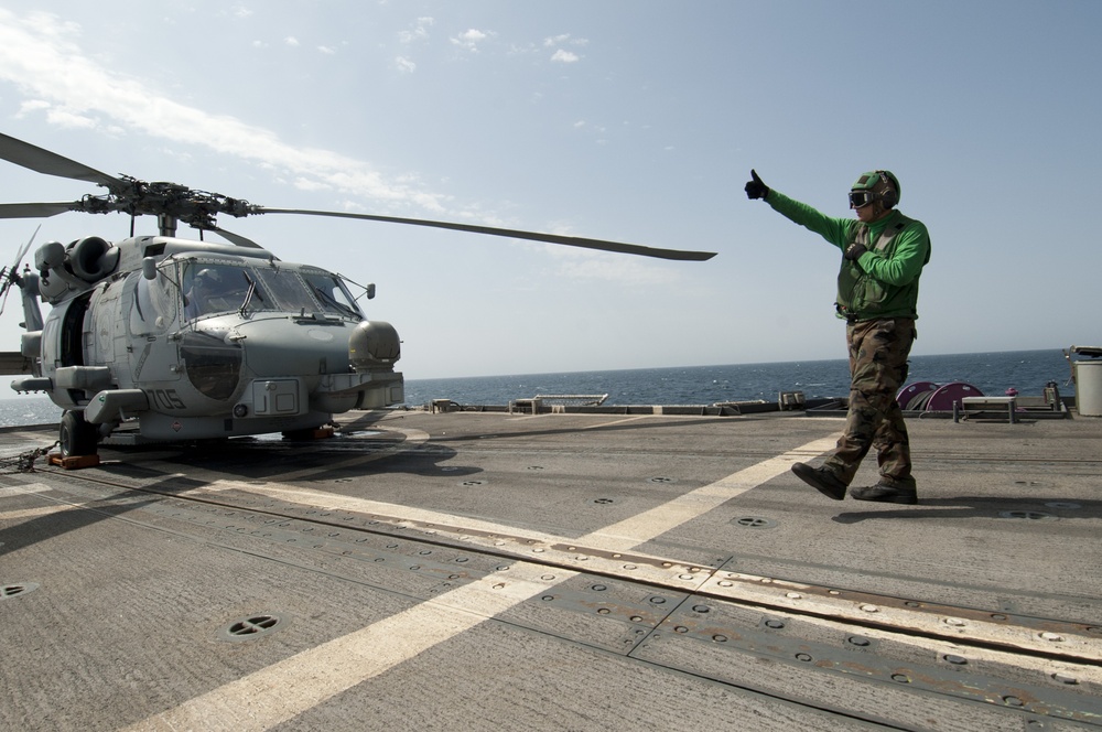 USS Gettysburg flight deck operations