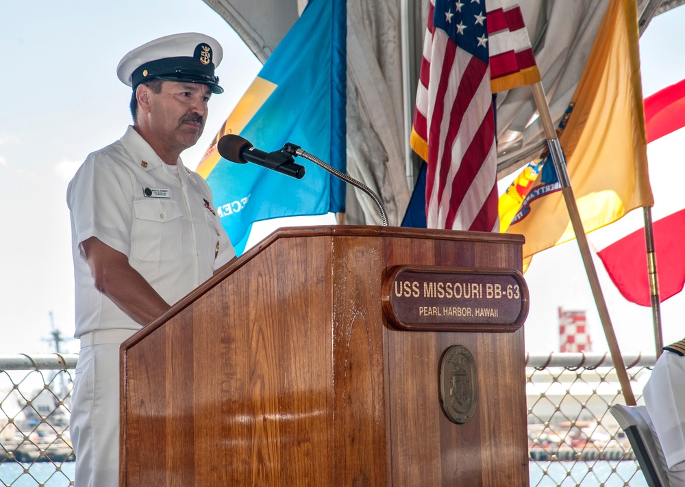 Commissioning ceremony of Chief Steelworker Louis Salazar
