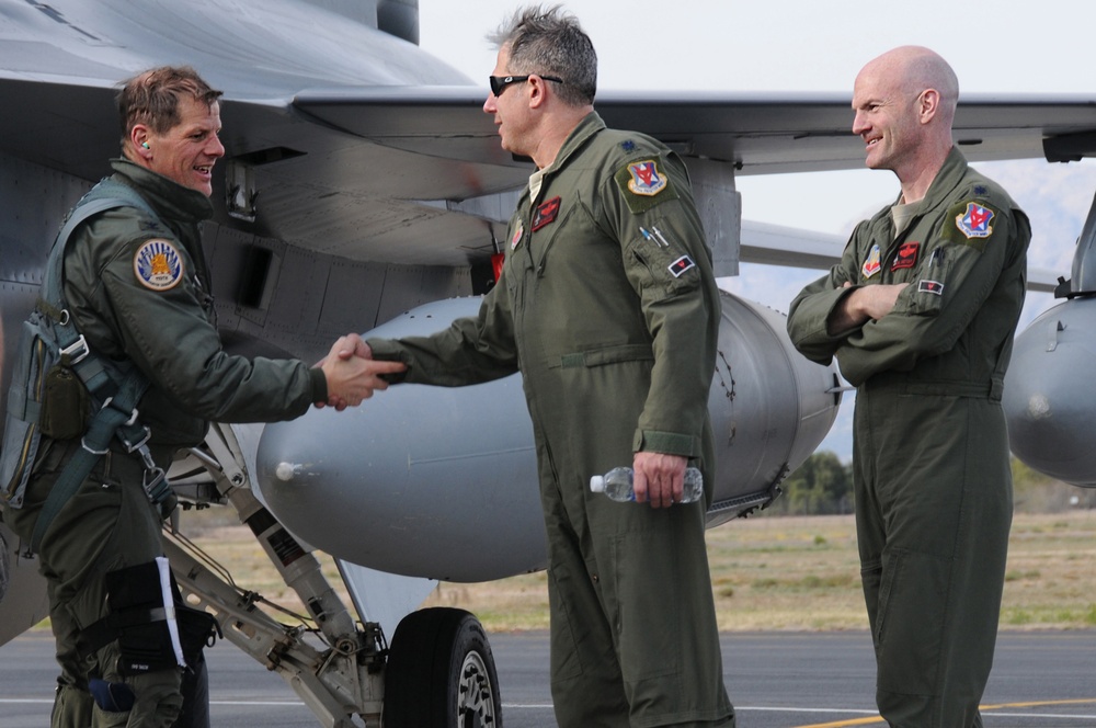 Col. Kerry M. Gentry, commander of the 177th Fighter Wing, arrives at Operation Snowbird