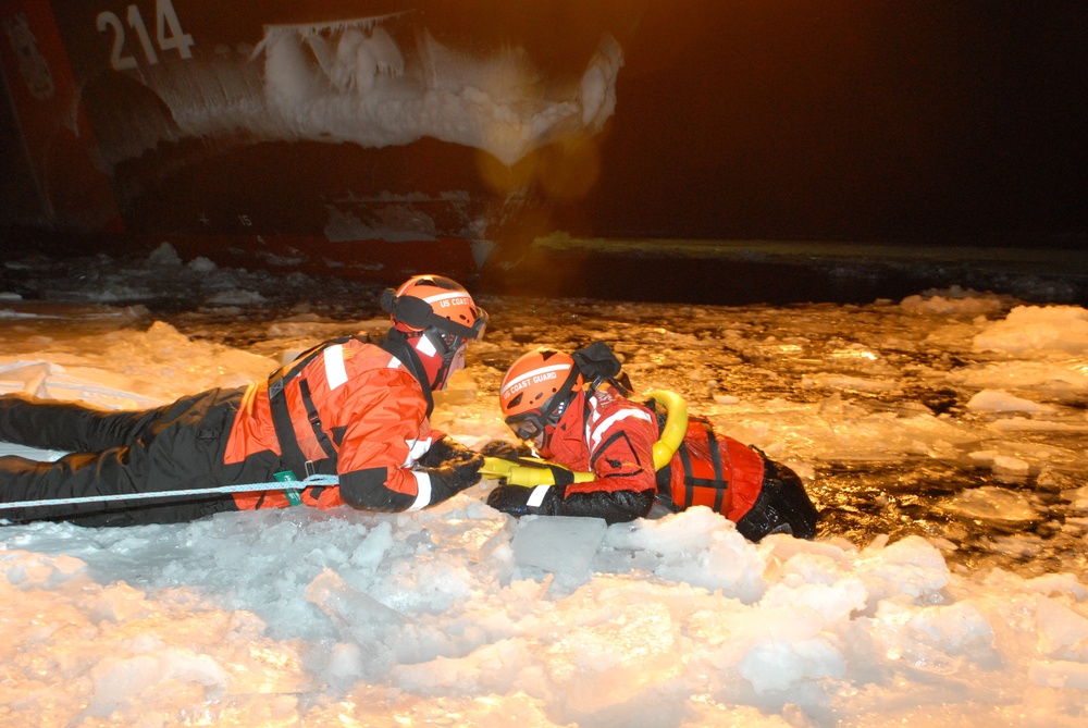Ice rescue training on Coast Guard Cutter Hollyhock