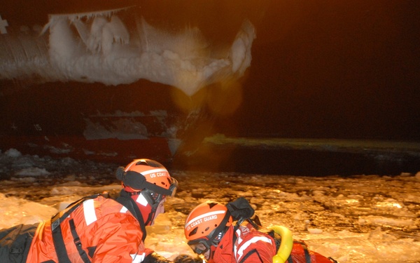Ice rescue training on Coast Guard Cutter Hollyhock