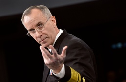 Rear Adm. William Lescher briefs reporters