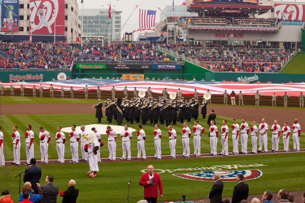 US Navy Ceremonial Band performs the national anthem