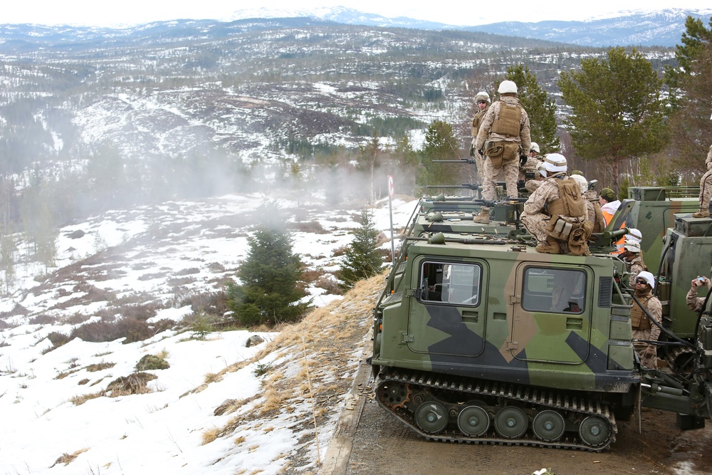 Marines Open Fire from mounted Bandvagn 206  positions