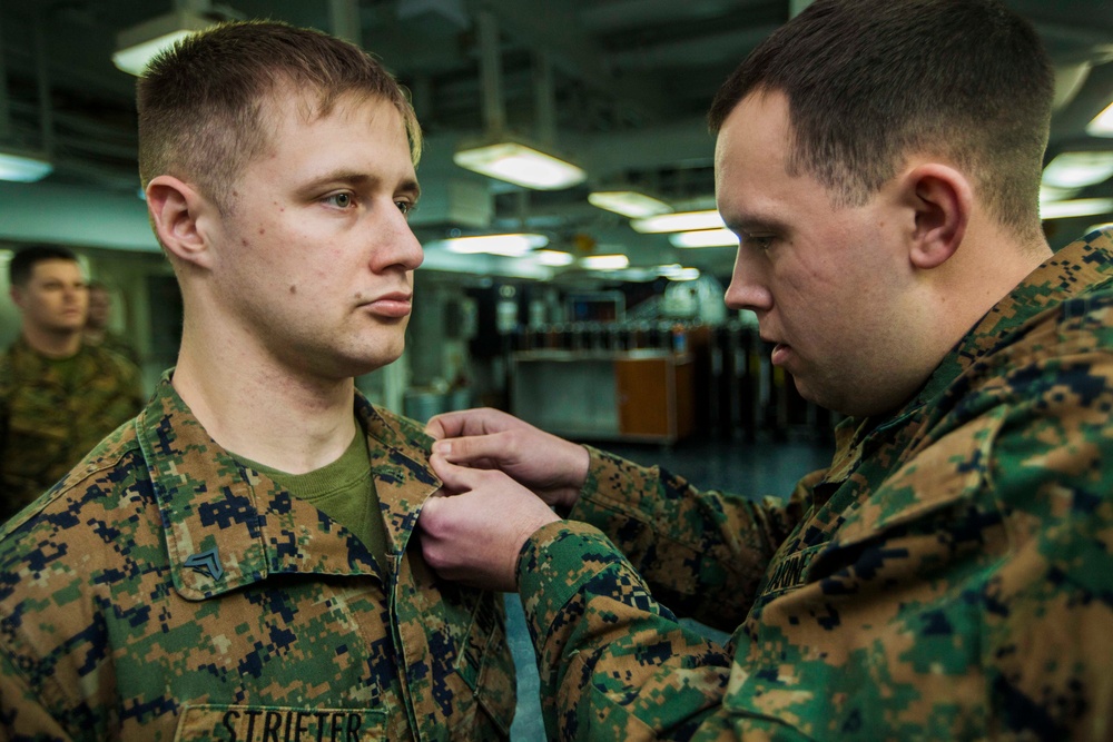 22nd MEU intel Marine promoted at sea