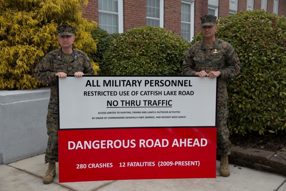 Catfish Lake Road warning sign