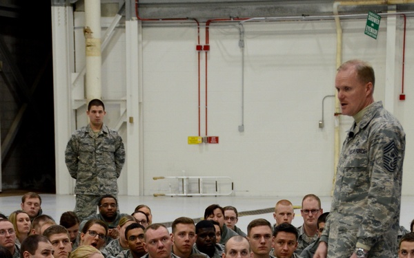 CMSAF Cody, wife tour Whiteman, visit B-2 total force