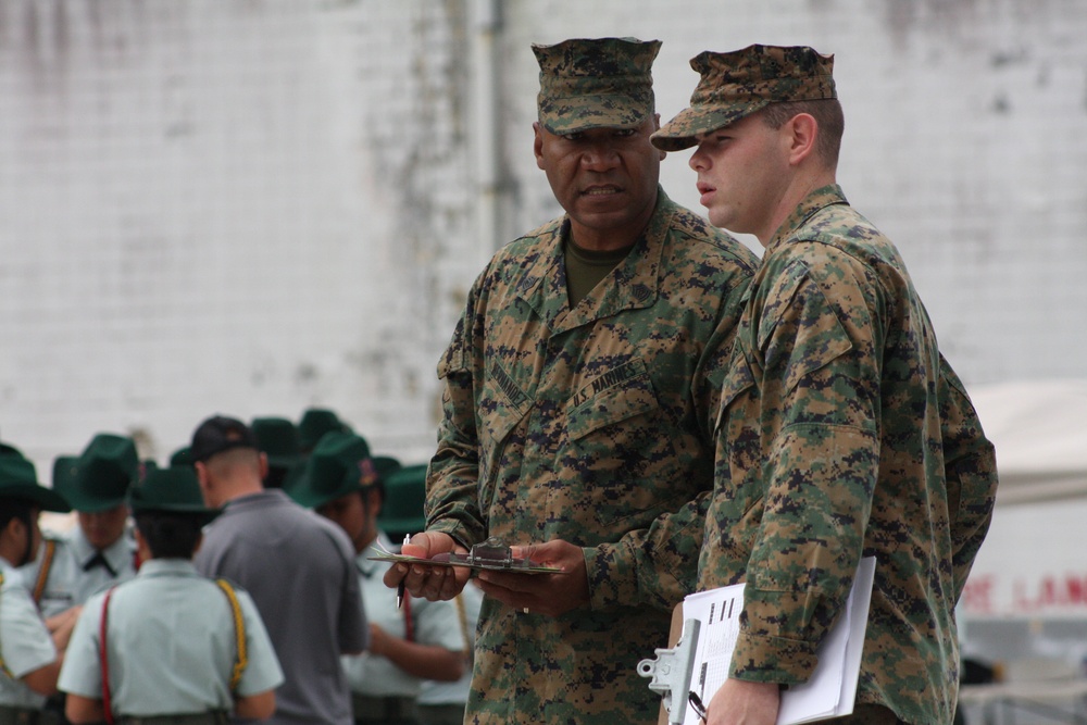 Marines Judge Guam JROTC Drill Competition