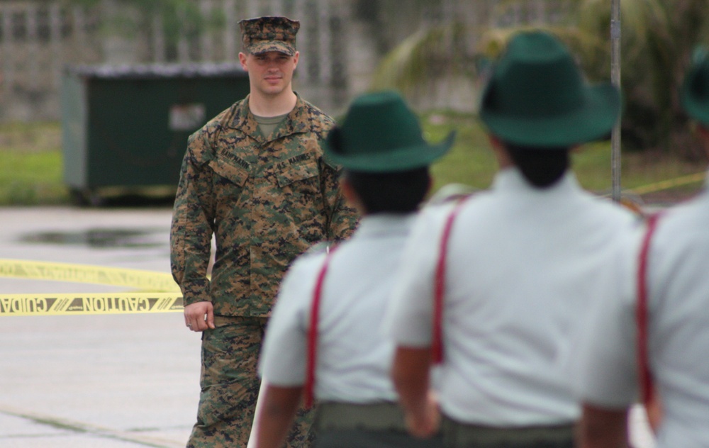 Marines Judge Guam JROTC Drill Competition