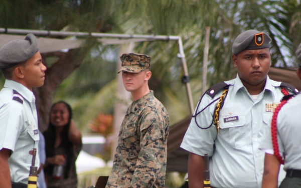 Marines Judge Guam JROTC Drill Competition
