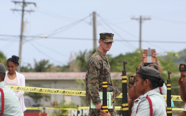 Marines Judge Guam JROTC Drill Competition