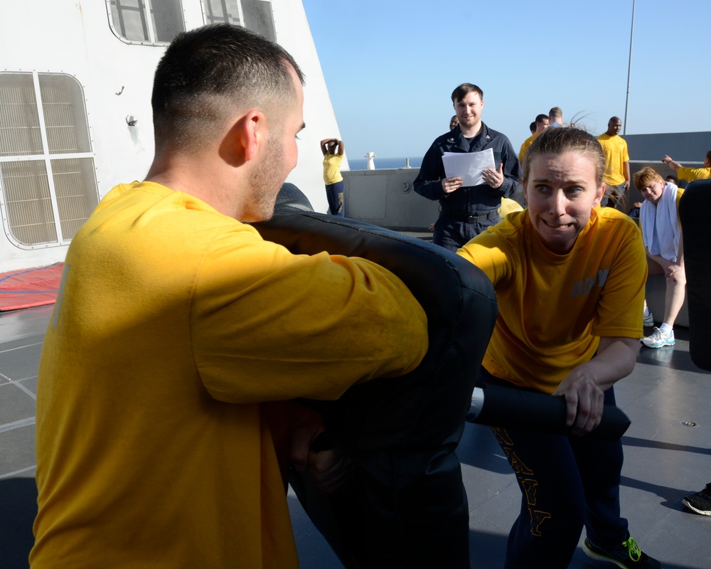 Force protection training aboard USS Mesa Verde