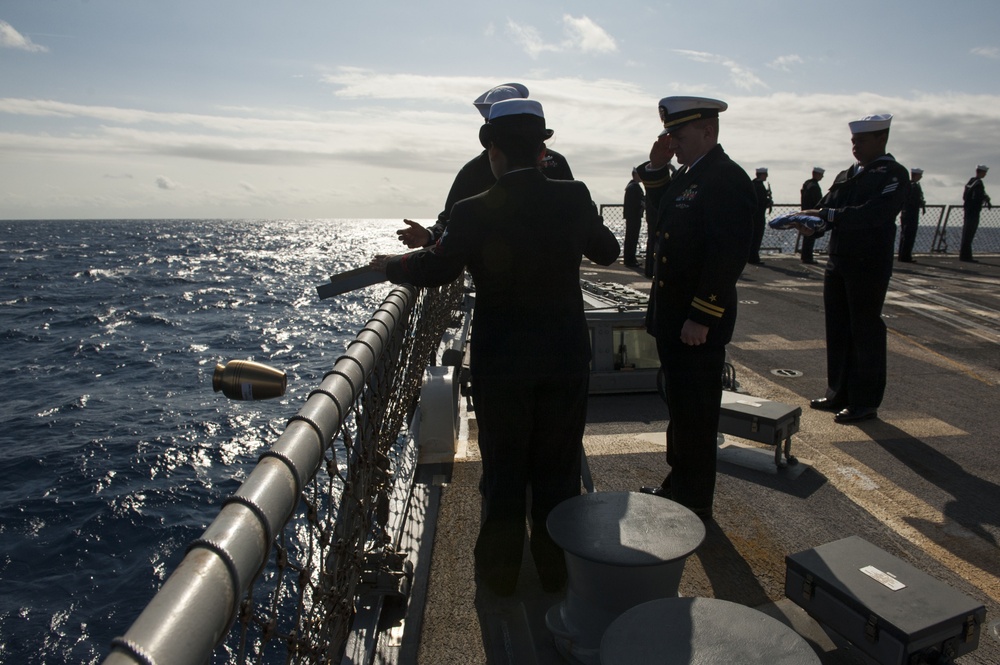 USS Gravely conducts burial at sea
