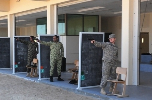 US soldiers participate in Kuwait National Guard Pistol Challenge