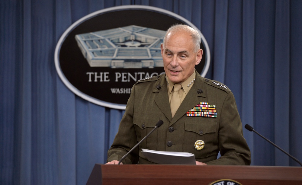 Gen. John F. Kelly briefs reporters