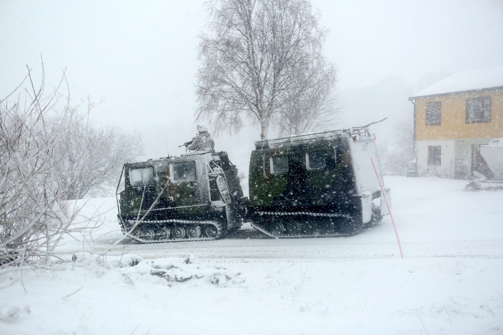 Bandvagn 206 in snowstorm
