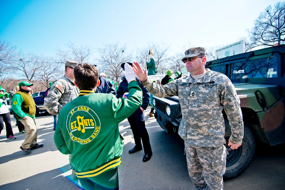 Military service members take part in St. Patrick's Day parade