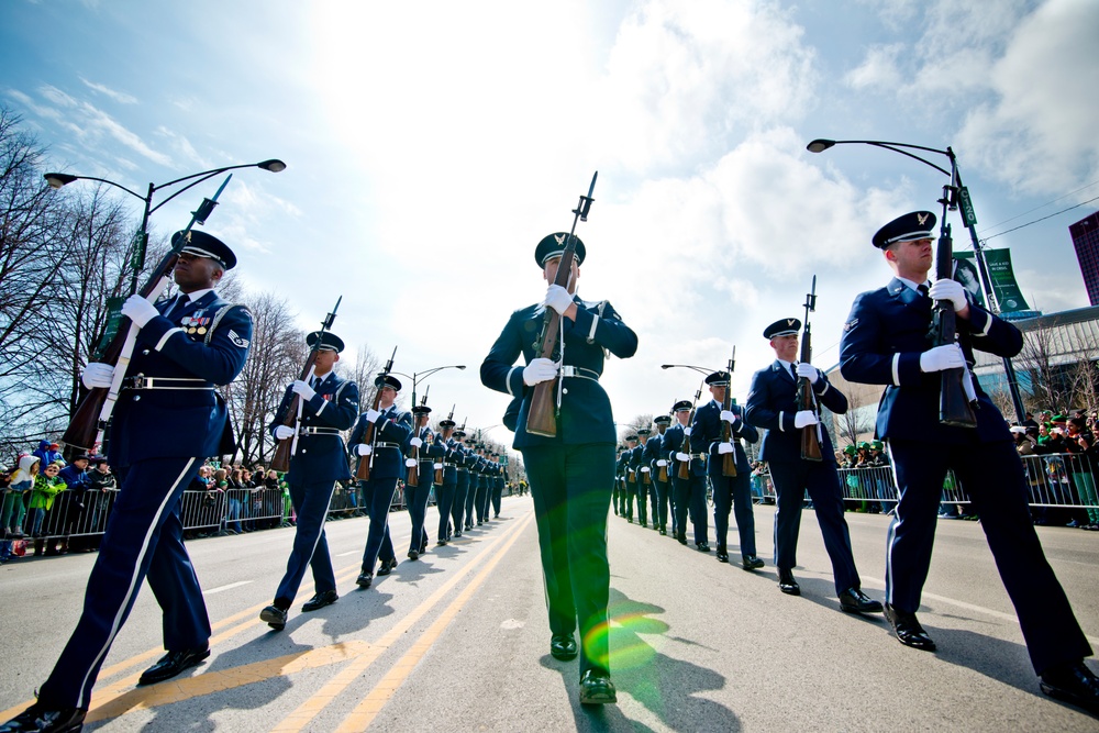 Military service members take part in St. Patrick's Day parade