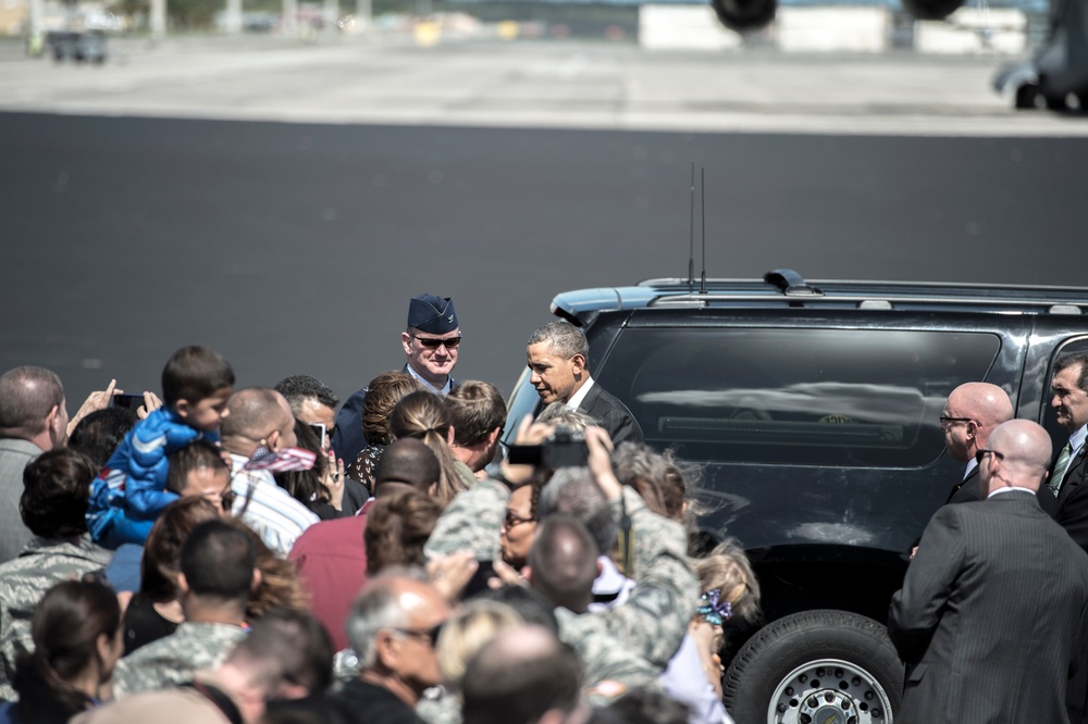 President and First Lady arrive in Homestead, Florida.