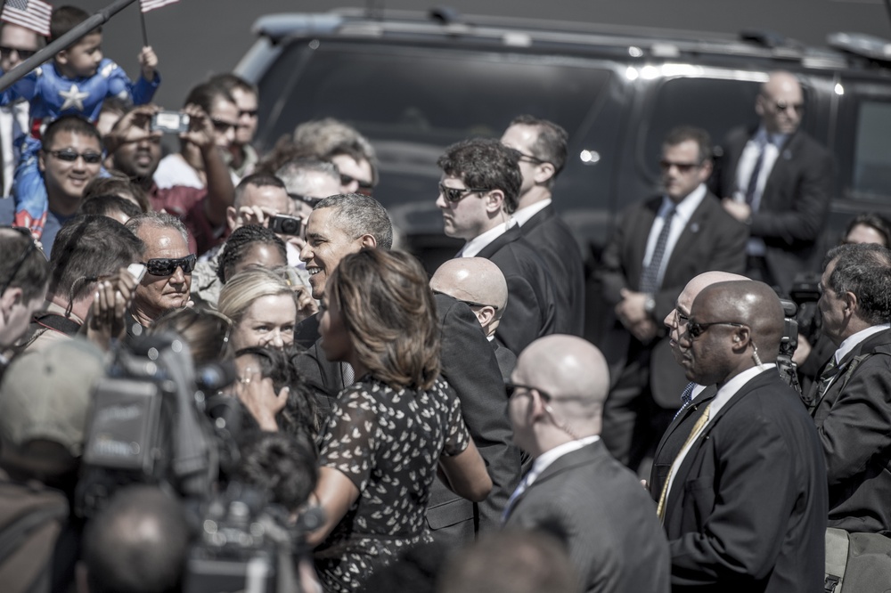 President and First Lady arrive in Homestead, Florida.