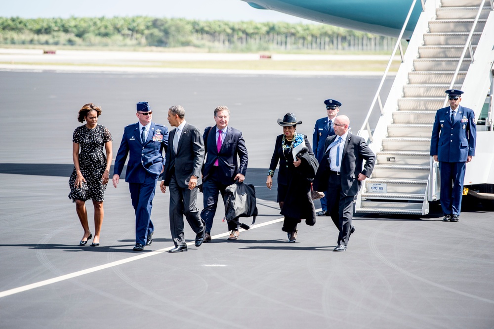President and First Lady arrive in Homestead, Florida.