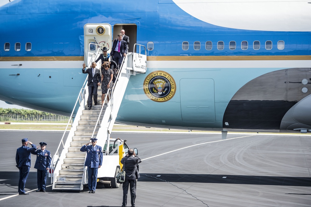President and First Lady arrive in Homestead, Florida.