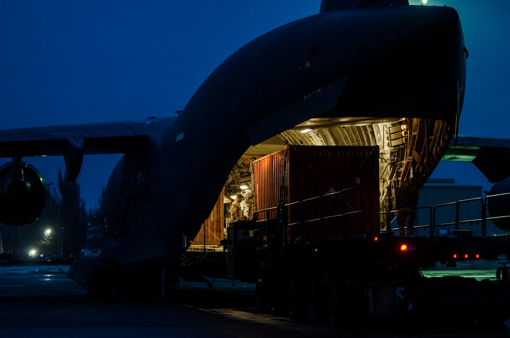 Cargo loading at Transit Center at Manas