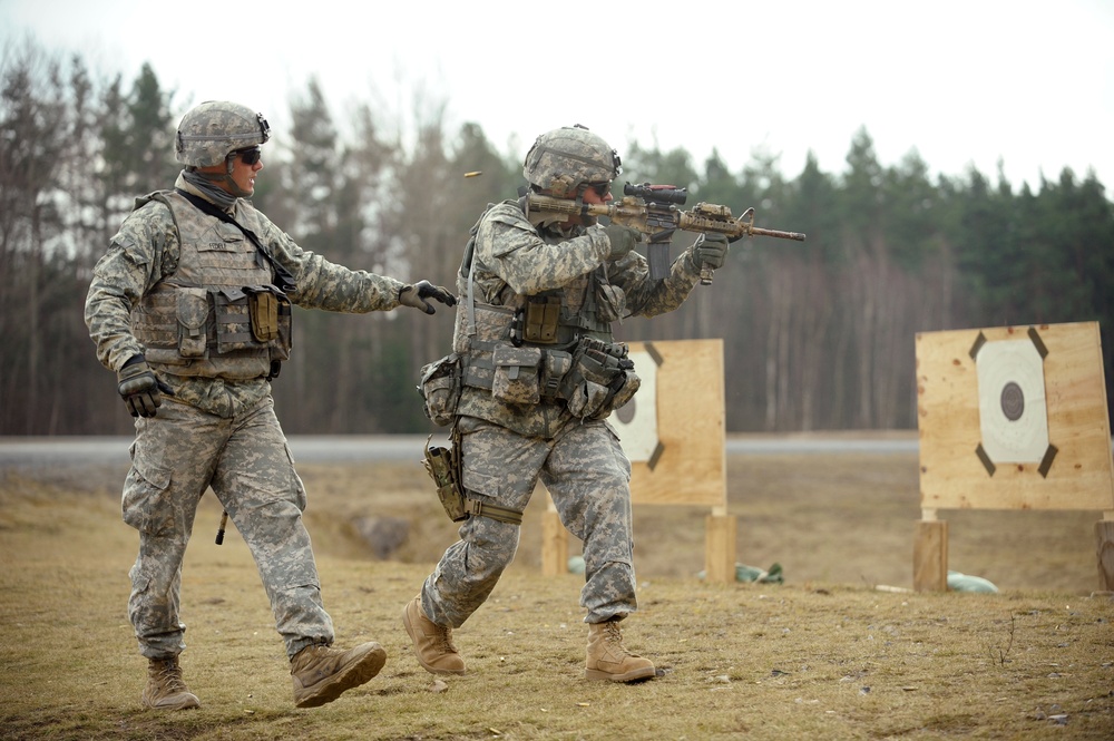 1-503rd Infantry Regiment, 173rd Infantry Brigade Combat Team (Airborne), conduct training at 7th Army Joint Multinational Training Command, Grafenwoehr, Germany