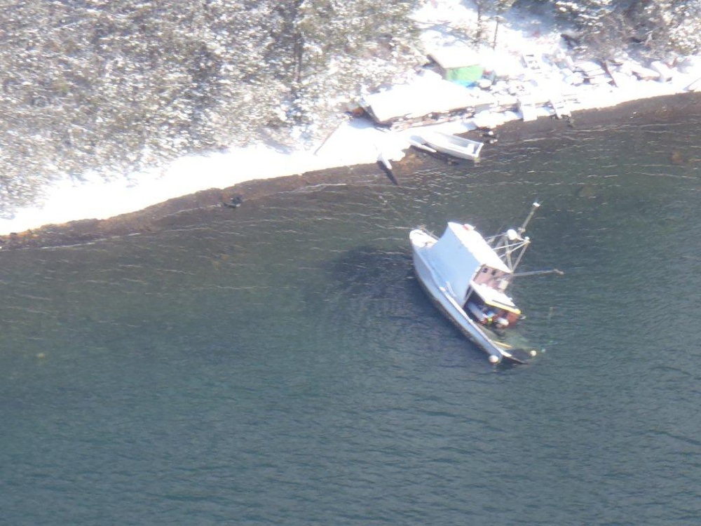 Coast Guard monitors beached vessel near Ellamar, Alaska