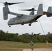 Recon Marines fast-rope from Ospreys