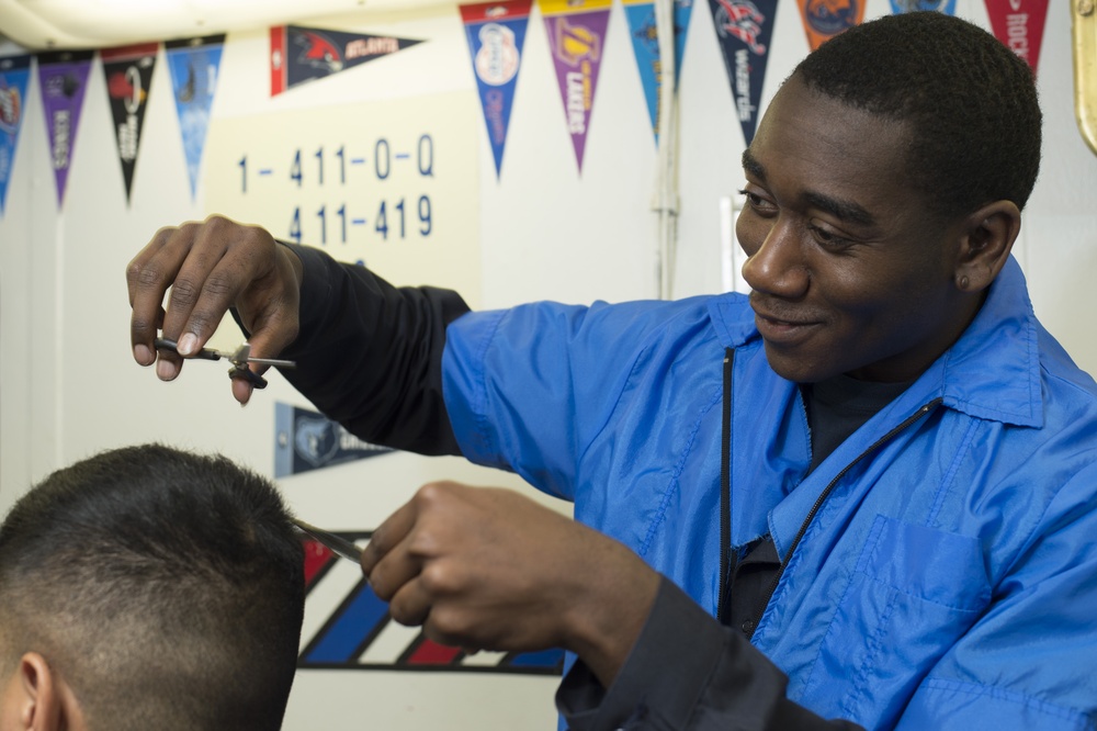 USS Philippine Sea barber shop