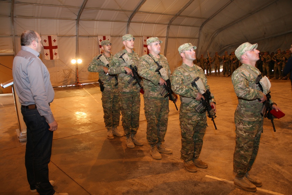 Georgian President visits Georgian Infantry Battalion, Marines aboard Camp Leatherneck