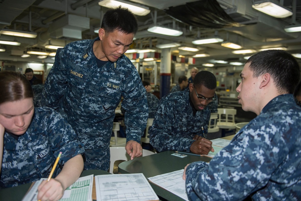 Sailors take advancement exam