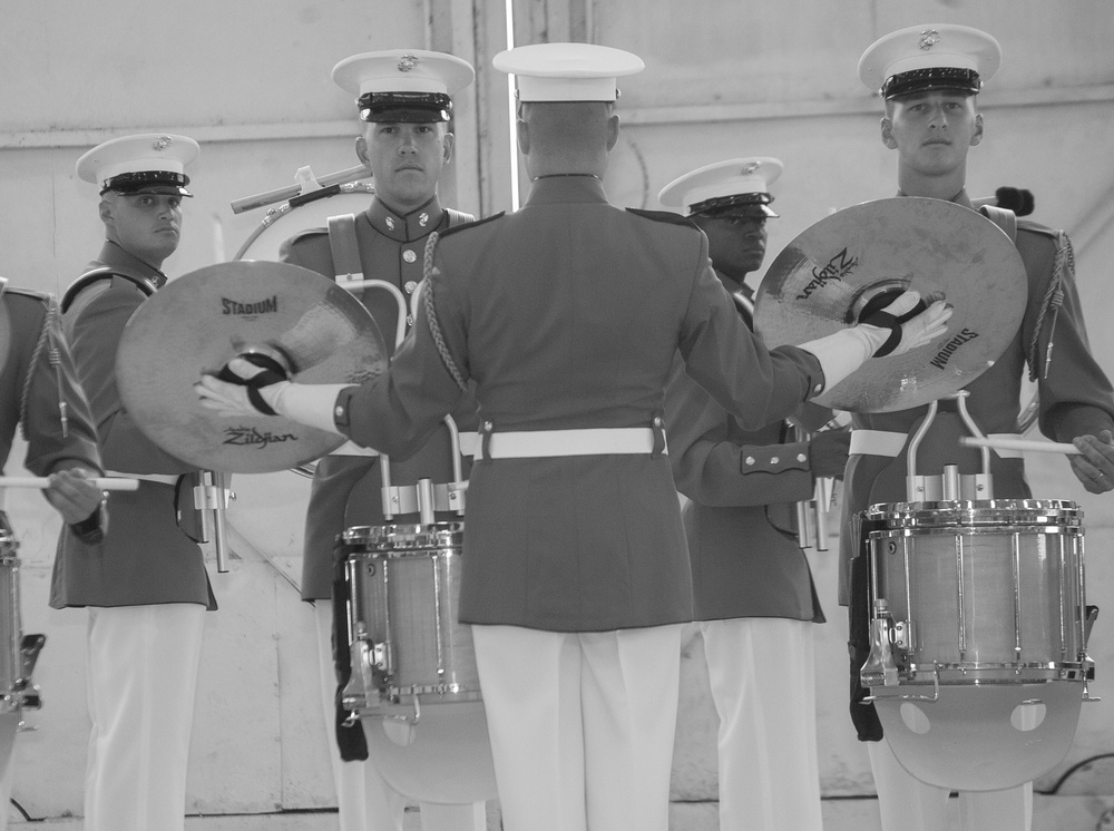 Drum and Bugle Corps and Silent Drill Platoon perform aboard Marine Corps Air Station Beaufort